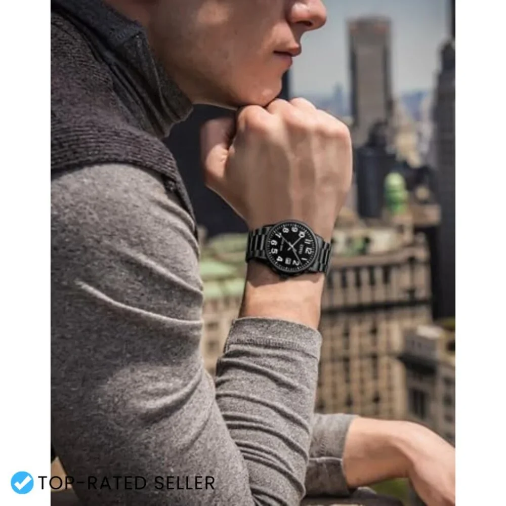 Classic Stainless Steel Analog Watch Minimalist Design Luminous Hands